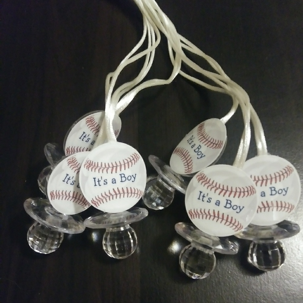 12 Baseball Baby Shower Pacifiers Necklaces Favors